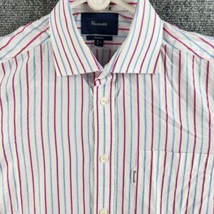 Faconnable Classique Button Up Size 15R Cotton Colorful Striped Purple Blue